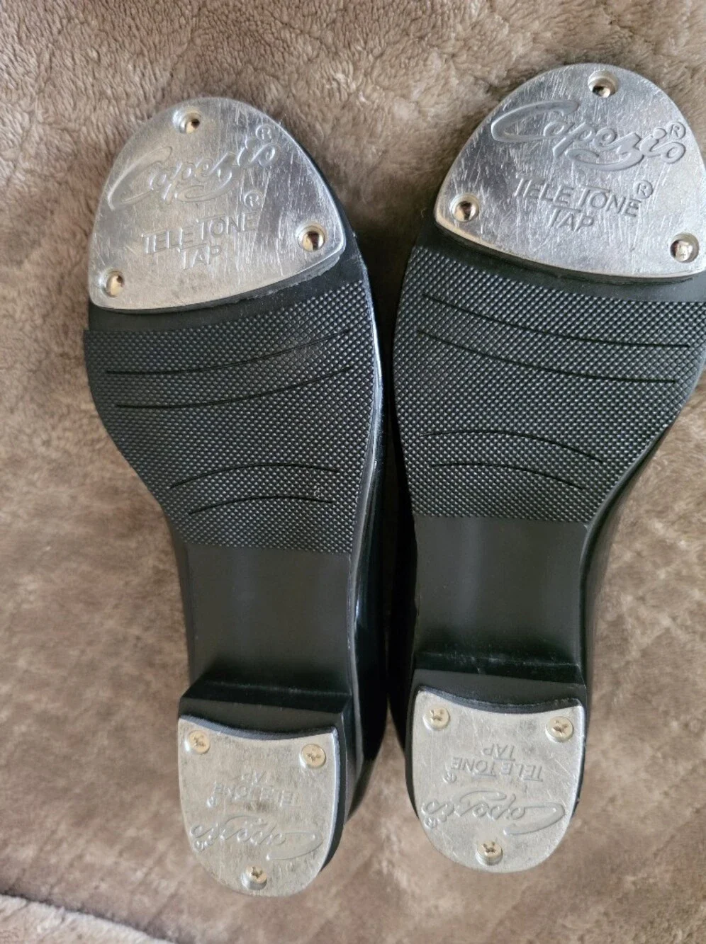 Tap Dancing Shoes Capezzo Black Patent Leather Elastic Closure 12 1/2 M Children